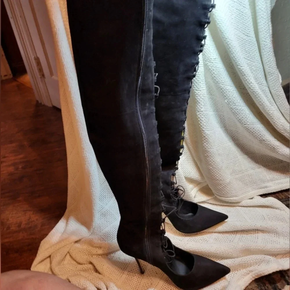 Robert Durville Thigh High Laced Boots 10‎